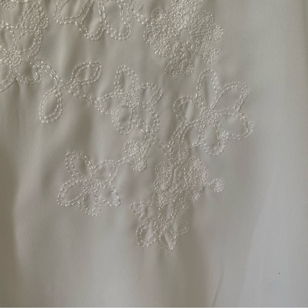 Vintage white embroidered long sleeve button up size 14 bridal chic feminine - Picture 5 of 8